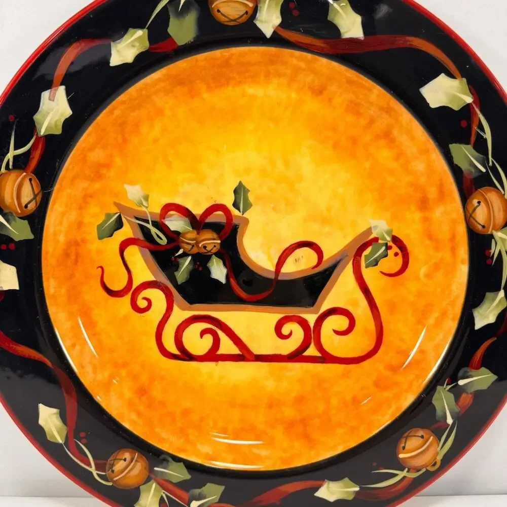 Christmas Dessert Plate Certified International Judy Westegaard Winter Sleigh